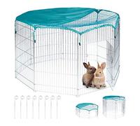 Relaxdays Enclos avec Couverture en Filet, Lapins, cochons d’Inde, extérieur, élevage, HlP:92x160x160cm, Argent