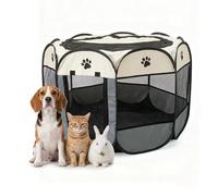 Relaxdays Enclos pour Chiots, Pliable, Pop-up, HxP : 58x91 cm, intérieur, extérieur, Portable, Polyester, Multicolore