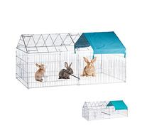 relaxdays Enclos pour Lapins et volailles, Voile Solaire, perchoir en Option, Grosses Volières, galvanisé, argenté, Acier, Nylon, 103 x 100 x 220 cm