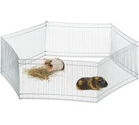 Relaxdays Cage extérieur Lapin, 6 éléments, pour Petits Animaux, enclos Cochon d’Inde, zingué, H 27 cm, argenté