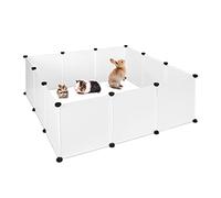Relaxdays Enclos pour Petits Animaux domestiques, 12 Panneaux, Plastique, DIY, Parc Extensible, assemblage par connecteurs, Blanc