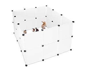 Relaxdays Enclos pour Petits Animaux domestiques, 24 Panneaux, Plastique, DIY, Parc Extensible, Assemblage par connecteurs, Blanc