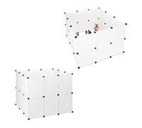 Relaxdays Enclos pour Petits Animaux domestiques, 48 Panneaux, Plastique, DIY, Parc Extensible, Assemblage par connecteurs, Blanc