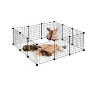 Relaxdays Enclos pour Petits Animaux Domestiques DIY Parc Extensible Cage Grille Clapier Grillage Pack de 12, Noir