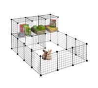Relaxdays Enclos pour petits animaux, modulable, système d'emboîtement, HxLxP : 72 x 145 x 110 cm, grille métal, noir