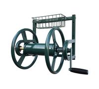 Relaxdays Enrouleur de Tuyau INOX 40 m Mural, raccord Rapide, Vert, 56 x 48 x 42 cm