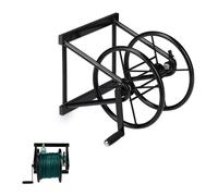 Relaxdays Enrouleur Mural de Tuyau, Tambour Enrouleur Tuyau d’arrosage manivelle, 60 m Long, en Acier,HlP 36x53x50 cm