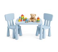 Relaxdays Ensemble: 1 Table + 2 chaises en Plastique léger, Facile à Nettoyer, Bleu, Coin de Jeu pour Chambre d'enfant