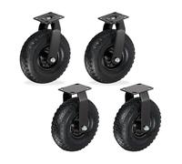 Relaxdays Ensemble 2X roulettes Fixes + 2X pivotantes, Roues pneumatiques 3.00-4, Plaque Transport 120 kg, Noir