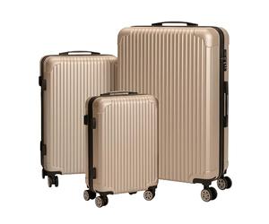 Relaxdays Ensemble 3 valises, Coque Rigide, 4 roulettes, 3 Tailles, poignée télescopique, Serrure à Code, Champagne
