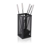 Relaxdays Ensemble d'ustensiles de cheminée 5 pièces, tisonnier, Pelle, Balai, Pince, Support, 35x16x16 cm, Noir/Argent