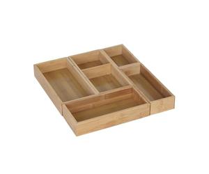 Relaxdays Ensemble 5 Pièces pour Tiroirs Universel, Rangement Couverts, Bijoux, Stylos - Naturel, 27x12.5x5 cm