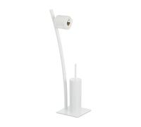 Relaxdays, blanc Ensemble brosse WC porte-papier toilettes serviteur salle de bain, HxlxP: 78 x 29 x 20 cm, acier, plastique, 1