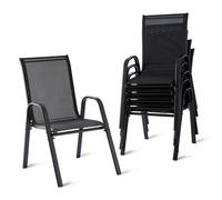 Relaxdays fauteuils de Jardin, Lot de 6, Dossier Haut, accoudoirs, empilables, Charge 150kg, Polyester/métal, Anthracite
