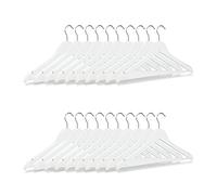 Relaxdays Ensemble cintre en bois pack de 20 cintres pour manteaux pantalons vêtements HxlxP: 23 x 44 x 1 cm, blanc