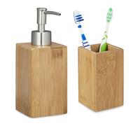Relaxdays ensemble de 2 accessoires de bain bambou