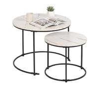 Relaxdays Lot de 2 tables gigognes, marbre & métal