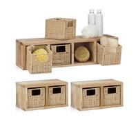 Relaxdays ensemble de 3 étagères murales noyer