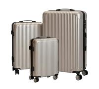 Relaxdays Lot de 3 valises 4 roulettes rigides 3 Tailles Poignée télescopique Serrure à Combinaison Valise de Voyage Argenté