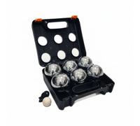 Boules de pétanque Relaxdays, 6 Boules en Acier, Ensemble avec Boule Cible, mesureur de Distance et Coffret, Noir/Argent
