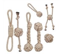 Relaxdays Ensemble de 7 Jouets pour Chiots, Petits et Moyens Chiens, varié, occuper Le toutou, nœuds, Cordes, Nature