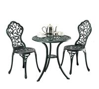 Relaxdays Ensemble de mobilier de Jardin, 3 pièces, Table et 2 chaises, en Aluminium, mobilier de Balcon Vert.