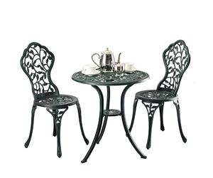 Relaxdays Ensemble de mobilier de Jardin, 3 pièces, Table et 2 chaises, en Aluminium, mobilier de Balcon Vert.
