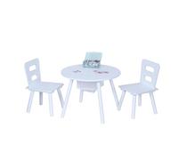 Relaxdays Ensemble de mobilier pour Enfants, Table avec 2 chaises, Rangement, pour garçons et Filles, MDF, Blanc
