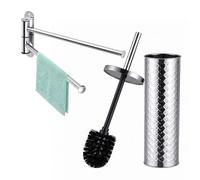 Relaxdays Ensemble de Salle de Bain 2 pièces Porte-Serviettes 2 Barres Porte-Brosse WC argenté