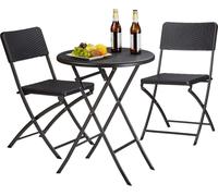 relaxdays Ensemble de sièges / noir plastique, métal, 3 pièces