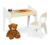 Relaxdays Ensemble De Table Et De Chaise Pour Enfants, Kit Pour Crèches, Bambins, Couleurs Beige Et Blanche