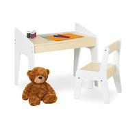 Relaxdays Ensemble de Table et de Chaise pour Enfants, kit pour crèches, Bambins, Couleurs Beige et Blanche