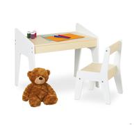 Relaxdays Ensemble de table et de chaise pour enfants, kit pour crèches, bambins, couleurs beige et blanche