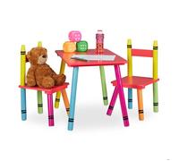 Relaxdays Ensemble de table et de chaises pour vos enfants, en bois MDF, bambin, unisexe, multicolores