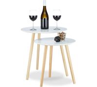 relaxdays Ensemble de tables d'appoint en bois blanc