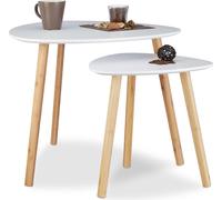 relaxdays Ensemble de tables d'appoint en bois blanc