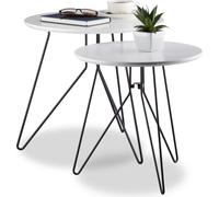 relaxdays Ensemble de tables d'appoint en bois blanc