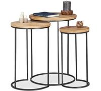 relaxdays Ensemble de tables d'appoint en bois marron