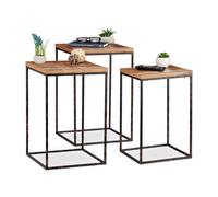 relaxdays Ensemble de tables d'appoint en bois marron