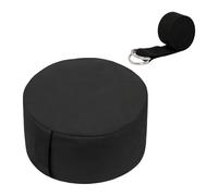 Ensemble de Coussins de méditation Relaxdays, Sangle de Yoga, Coussin de Sol, Housse Lavable, HD 13x33 cm, Coton, Noir