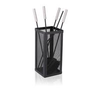 Relaxdays Ensemble d'ustensiles de cheminée 5 pièces tisonnier pelle à cendres balai pince et support noir/argent