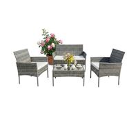 Relaxdays Ensemble jardin en polyrotin, 4 pièces