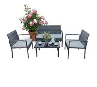 Relaxdays Ensemble jardin résine tressée 4 pièces