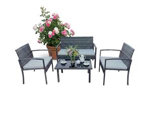 Relaxdays Ensemble jardin résine tressée 4 pièces