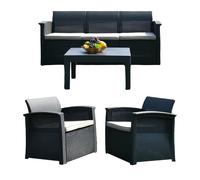 Relaxdays Ensemble jardin rotin synthétique 4 pcs