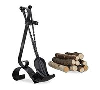 Relaxdays Ensemble serviteur de cheminée 4 pièces accessoire acier balai Tisonnier pince pelle, Noir
