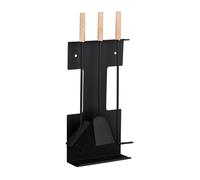 relaxdays 10028788 Ensemble serviteur de cheminée 4 pièces Acier Accessoire Pelle Balai Support tisonnier, Noir