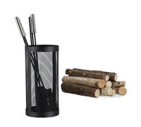 Relaxdays Ensemble serviteur de cheminée 4 pièces accessoire pelle balai tisonnier, noir