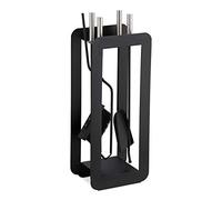 Relaxdays Ensemble serviteur de cheminée 5 pièces acier accessoire pelle balai support tisonnier, noir