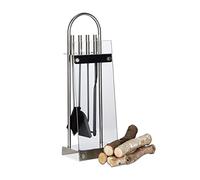 Relaxdays – Ensemble serviteur de cheminée 5 pièces acier inox verre moderne argenté